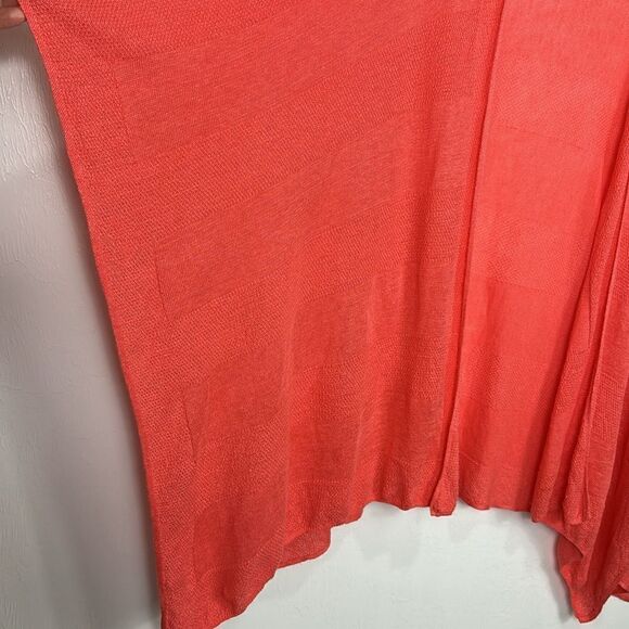 Artisan NY Coral Color Linen Open Front Poncho Cover Up One Size - Picture 3 of 8